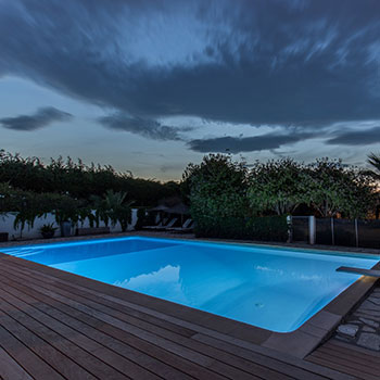 New pool decking area at Night